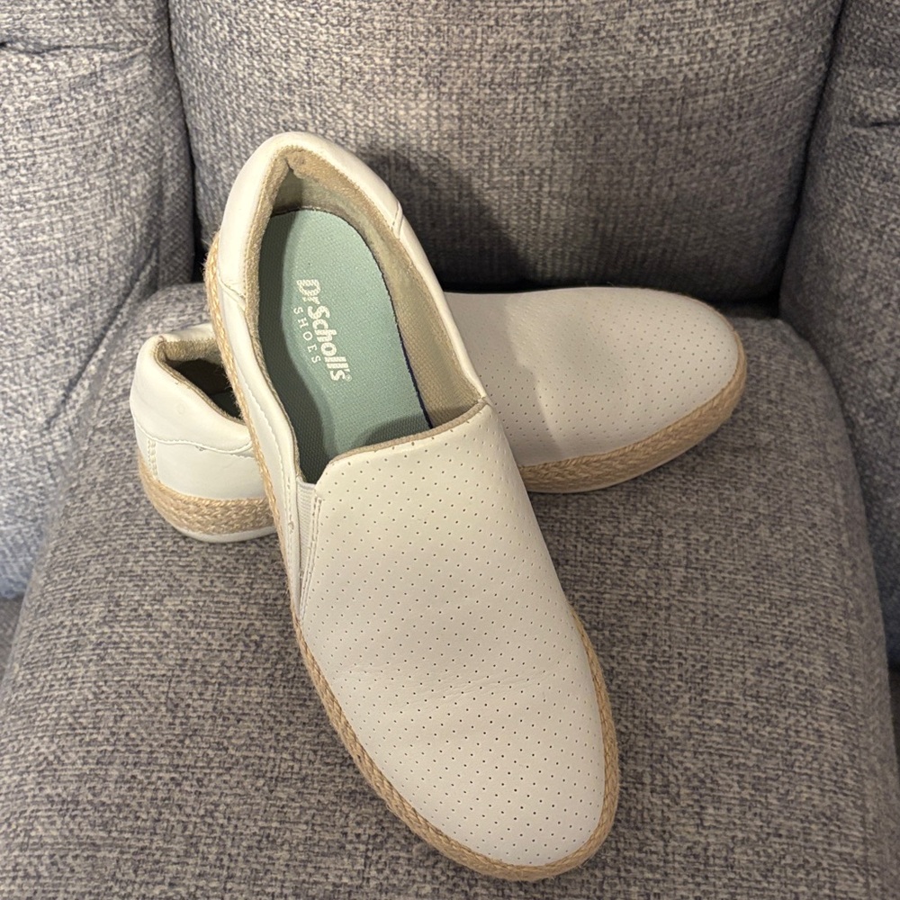 Dr. Scholl's Cream Slip-On Shoes with Woven Trim